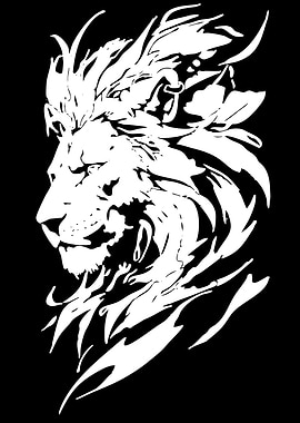 White Lion Head Silhouette