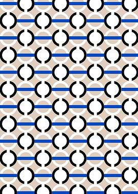 Geometric Circle Pattern with Blue Stripes