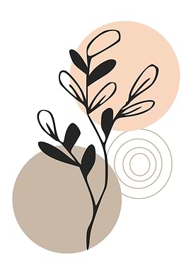 Abstract Botanical Illustration with Circles