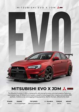 Mitsubishi Evo X JDM Car Poster