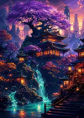 Enchanting Japanese Pagoda Landscape