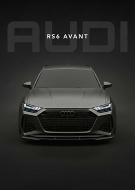 black Audi RS6 Avant Front View poster