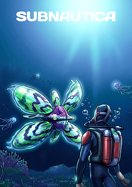 Subnautica Diver and Leviathan