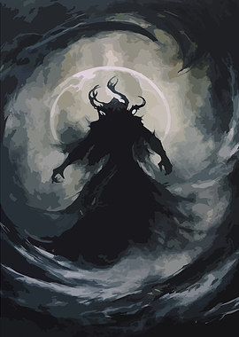 ShadowSlave Tribute Dark Figure with Horns and Moon