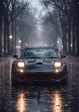 Mazda RX-7 in the Rain