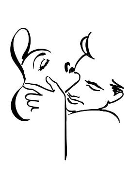 Couple Kissing Line Art
