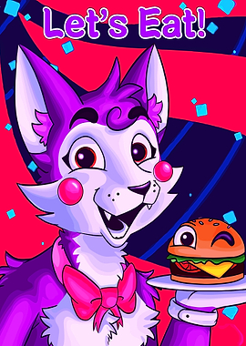 Cute Wolf Character with Burger