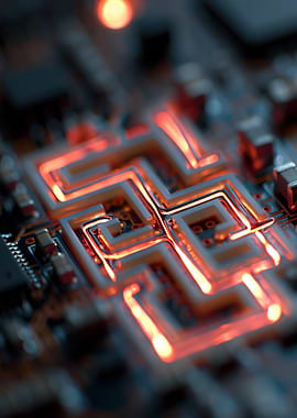 Glowing Circuit Board Maze
