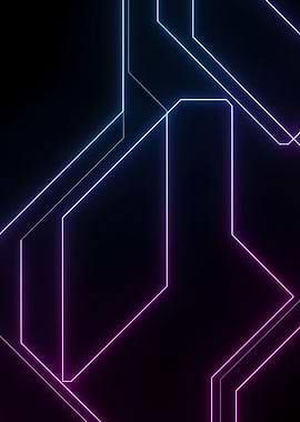 Abstract Neon Circuit Board Pattern in Blue and Magenta Glow