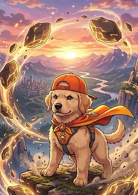 Super Dog with Magic Rocks