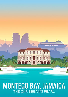 Montego Bay Jamaica Travel Poster
