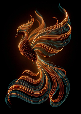 Glowing Phoenix Made of Light Streaks