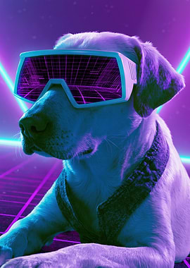 Dog in VR headset