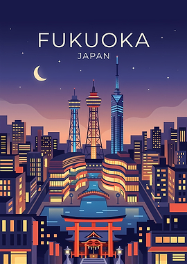 Fukuoka Cityscape at Night