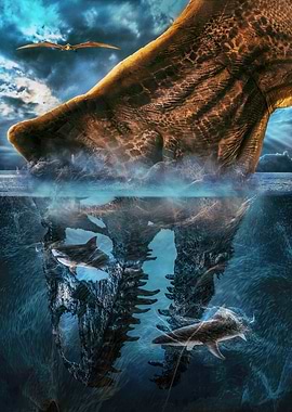 Giant Dinosaur Foot and Sharks