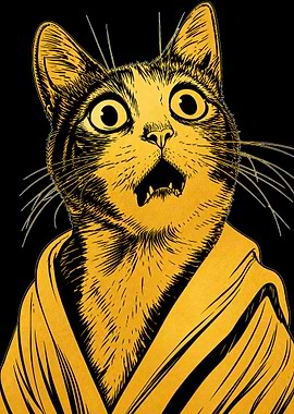 Surprised Cat in a Robe