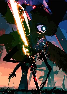Stonemachia Dark Angel with Glowing Sword