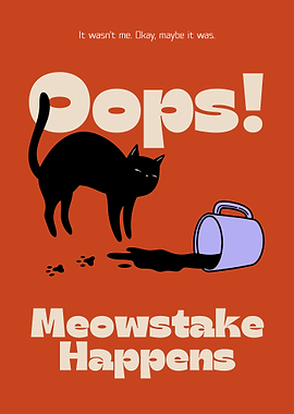 Funny Cat 'Meowstake' with Coffee
