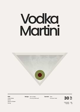 Vodka Martini Cocktail Minimalist Poster