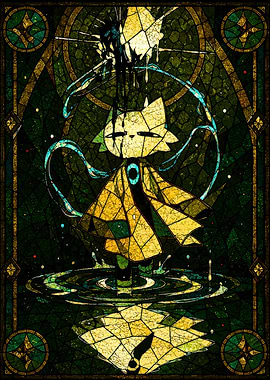 Stained Glass Cat Character