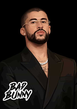 Bad Bunny Digital Art Portrait
