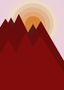 Minimalist Mountain Sunset Landscape