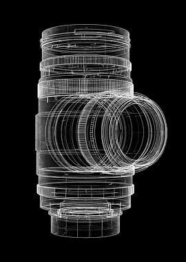 Camera Lens Wireframe Blueprint