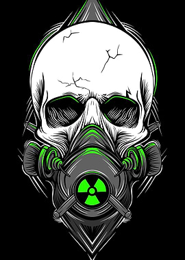 Skull with Gas Mask and Radiation Symbol