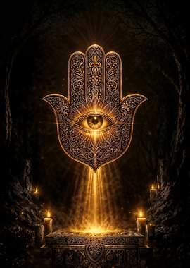 Mystical Hamsa Hand with All-Seeing Eye
