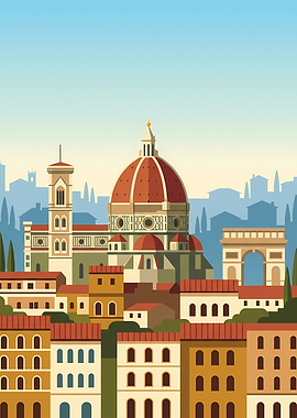 Florence Cityscape with Duomo and Arch