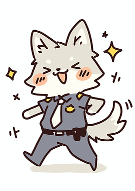 Cute Wolf Police Officer Dancing
