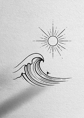 Surfer riding a wave under the sun