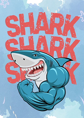 Muscular Shark Flexing Biceps