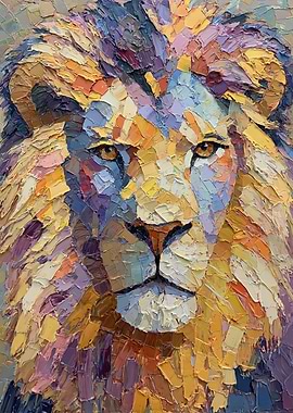 Textured Lion Portrait Painting