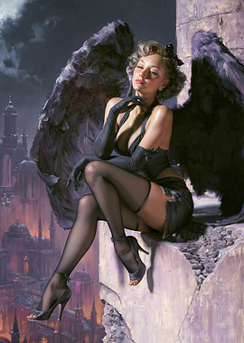Dark Angel in a Cityscape