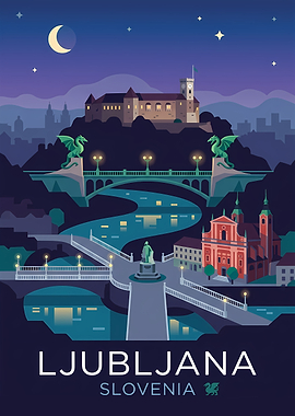 Ljubljana Cityscape at Night
