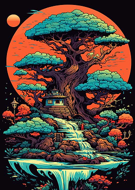 Enchanted Bonsai Waterfall Temple