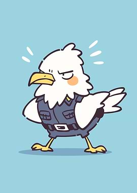 Cartoon Eagle in Uniform