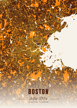 Boston City Map Art