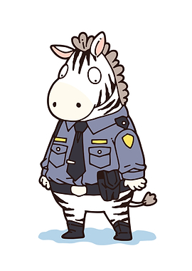 Cute Zebra Police Officer Cartoon