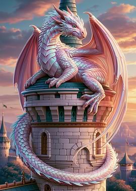 Pink Dragon on Castle Tower