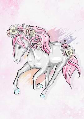 Enchanting Unicorn with Floral Crown