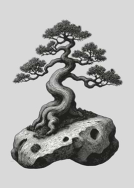 Bonsai Tree on Rock