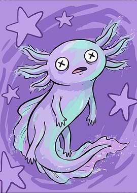 Cute Axolotl with Stars