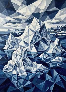 Geometric Icebergs in Blue Water