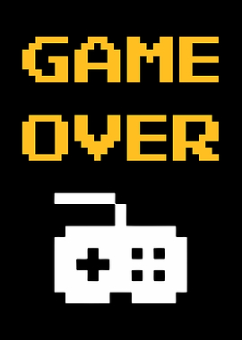 Pixelated Art Game Over Screen