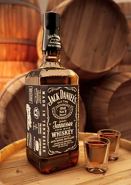 Jack Daniel's Whiskey Bottle and Glasses