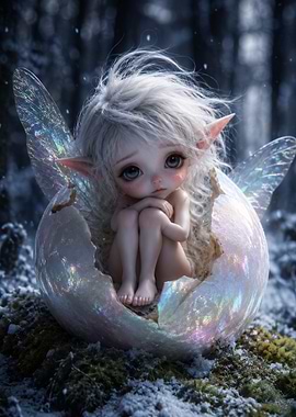 Sad Fairy in a Cracked Egg