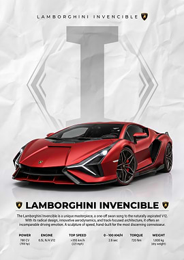 A striking Lamborghini Invencible Car Poster