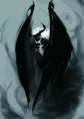 Dark Angel with Black Wings